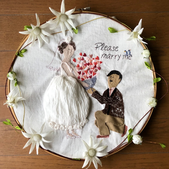 刺繍のウェルカムボード （刺繍フレーム枠）