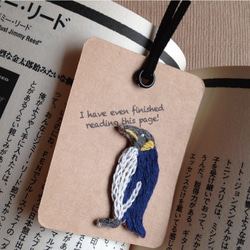 かわいいペンギンの刺繍ブックマーカー 1枚目の画像
