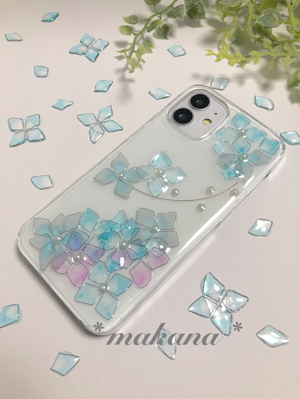 ふんわり紫陽花のスマホケース　【受注制作】 2枚目の画像