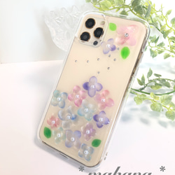 イロトリドリ　紫陽花のスマホケース　【受注制作】 4枚目の画像