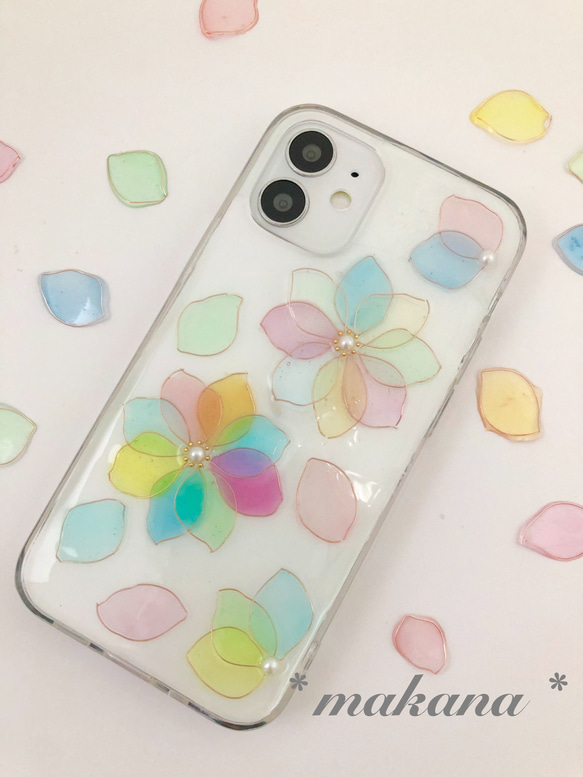 奇跡の花 〜 レインボーローズ 〜 スマホケース　【受注制作】 1枚目の画像