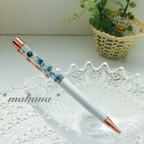 ハーバリウムボールペン ~プリンセスのドレス~ ブルー ペン・筆記用具