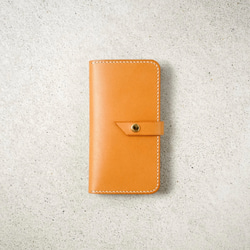 2枚ポケット付き 栃木レザーiPhoneケース キャメル スマホケース 手帳