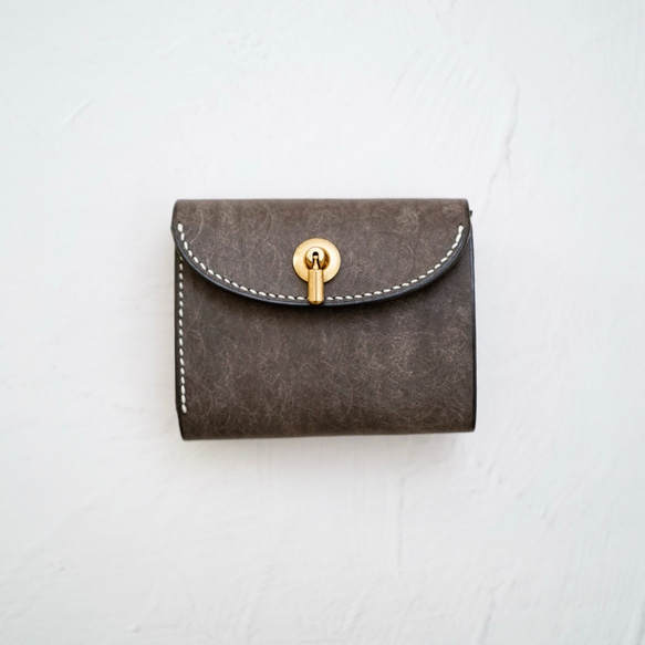 flap mini wallet [ Ash gray ] オコシ金具 ver. 