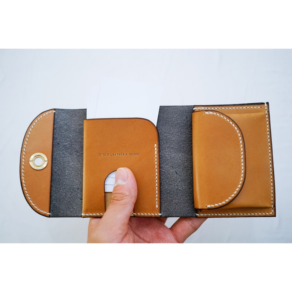 flap mini wallet [ Ash gray ] オコシ金具 ver. 