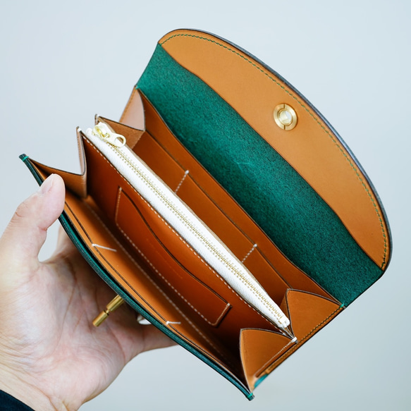 flap long wallet [ green ] フラップロングウォレット 長財布 5枚目の画像