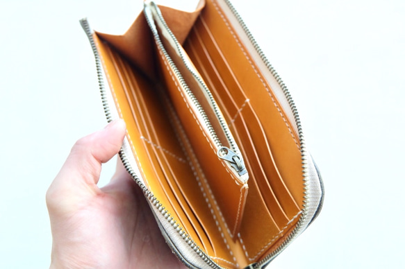 グレージュ L型長財布 ファスナーウォレット トスカーノ リスシオ 4枚目の画像