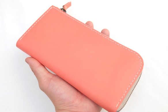 【送料無料】ピンク L型長財布 ファスナーウォレット 7枚目の画像