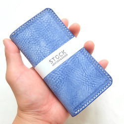 ★全機種対応★高級アラスカレザー 手帳型 スマホケース【ブルー】 4枚目の画像