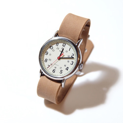 シンプルウォッチ 腕時計 革ベルト ヴィンテージナチュラル TIMEX 1枚目の画像