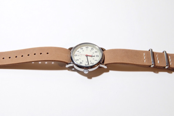 シンプルウォッチ 腕時計 革ベルト ヴィンテージナチュラル TIMEX 5枚目の画像