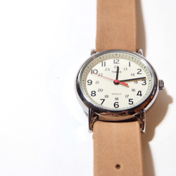 シンプルウォッチ 腕時計 革ベルト ヴィンテージナチュラル TIMEX 6枚目の画像