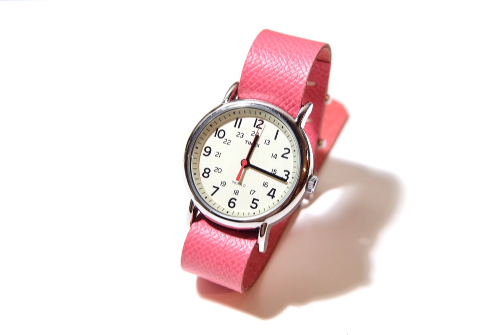 シンプルウォッチ 腕時計 革ベルト ピンク TIMEX