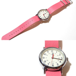 シンプルウォッチ 腕時計 革ベルト ピンク TIMEX 2枚目の画像