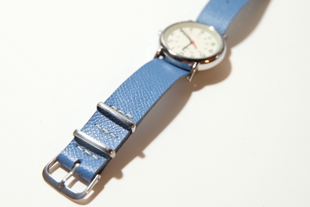 シンプルウォッチ 腕時計 革ベルト ターコイズブルー TIMEX