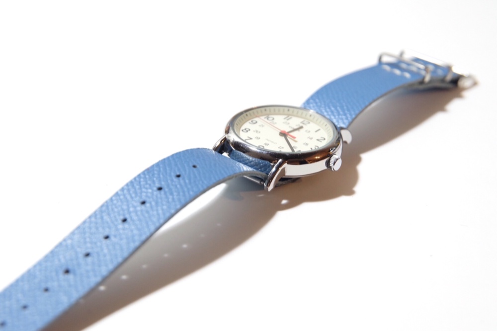 シンプルウォッチ 腕時計 革ベルト ターコイズブルー TIMEX