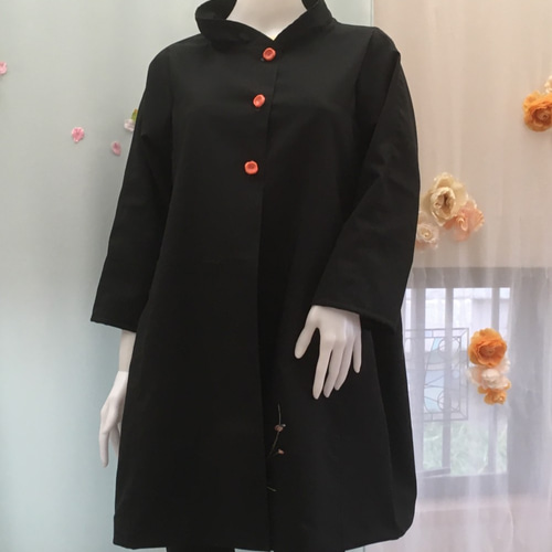 黒のジャケットコート 着物リメイク 絵羽織から コート K.S 通販