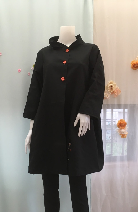 黒のジャケットコート 着物リメイク 絵羽織から コート K.S 通販