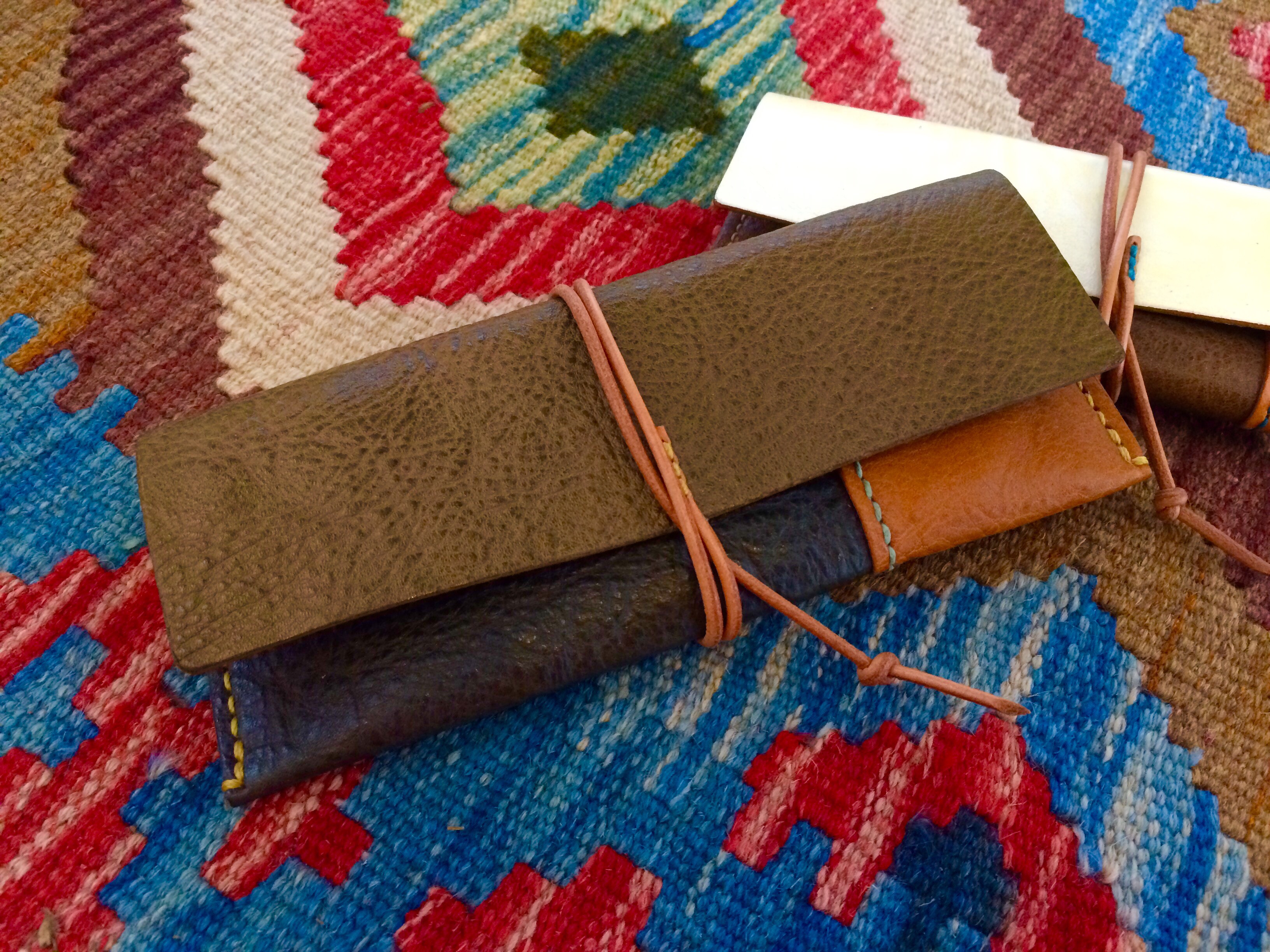 くるくるペンケースL パッチワーク緑