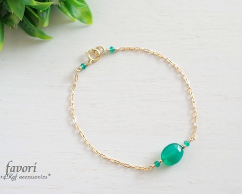 グリーンオニキスブレスレット 14Kgf ブレスレット favori 通販