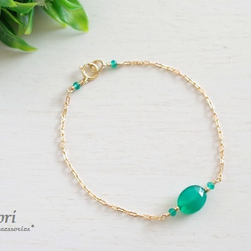 グリーンオニキスブレスレット 14Kgf ブレスレット favori 通販