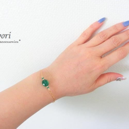 グリーンオニキスブレスレット 14Kgf ブレスレット favori 通販