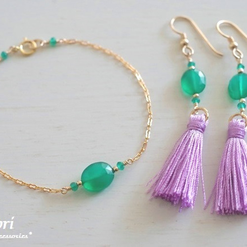 グリーンオニキスブレスレット 14Kgf ブレスレット favori 通販