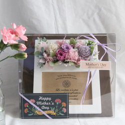 結婚祝いや出産祝いなどのギフトに＊プリザーブドフラワーフォトフレーム(クリアボックス付き) ピンク 6枚目の画像