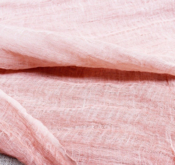 ピンクの綿とリネンのショールスカーフ[CONTRASTカードの詩] 3枚目の画像