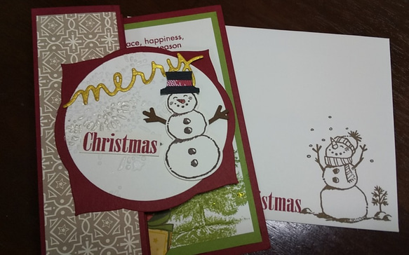 <再販＞たてて飾れる雪だるまのクリスマスカード 3枚目の画像
