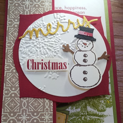 たてて飾れる雪だるまのクリスマスカード（雪） 1枚目の画像