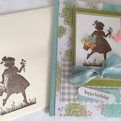 晴れやかブルーのお花畑カード/お誕生日・母の日・卒入学お祝い・お礼状 3枚目の画像