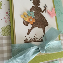 晴れやかブルーのお花畑カード/お誕生日・母の日・卒入学お祝い・お礼状 4枚目の画像