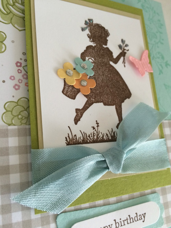 晴れやかブルーのお花畑カード/お誕生日・母の日・卒入学お祝い・お礼状 4枚目の画像