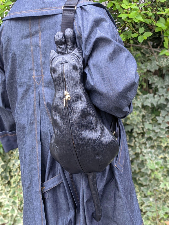 CHIGRACCI　新作　NEW Ture-tette 「猫バッグ」黒　リアルな猫型バッグ　本革　日本製 tette 牛革