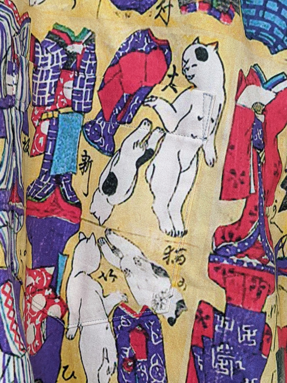 CHIGRACCI「 ニャロハシャツ 」猫柄アロハシャツ 　オリジナルプリント　浮世絵着せ替え江戸猫柄 6枚目の画像