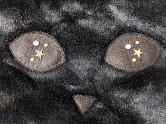 Creema限定！CHIGRACCI猫デザイントート/ブラックファー×黒帆布トート「CATOTE」ブラックファー 10枚目の画像