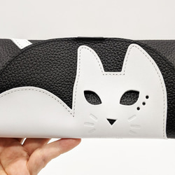 CHIGRACCI 猫デザイン長財布 「ニャレット 」ブラック×白 本革 日本製レザー　 1枚目の画像