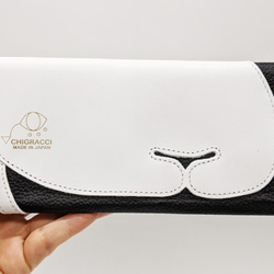 CHIGRACCI 猫デザイン長財布 「ニャレット 」ブラック×白 本革 日本製レザー　 2枚目の画像