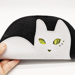 CHIGRACCI 猫デザイン長財布 「ニャレット 」ブラック×白 本革 日本製レザー　 9枚目の画像