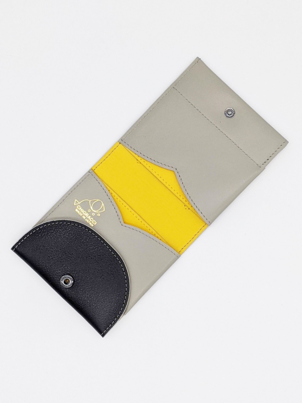 CHIGRACCI　Ture-tette 「猫財布」グレー×黒　本革　日本製