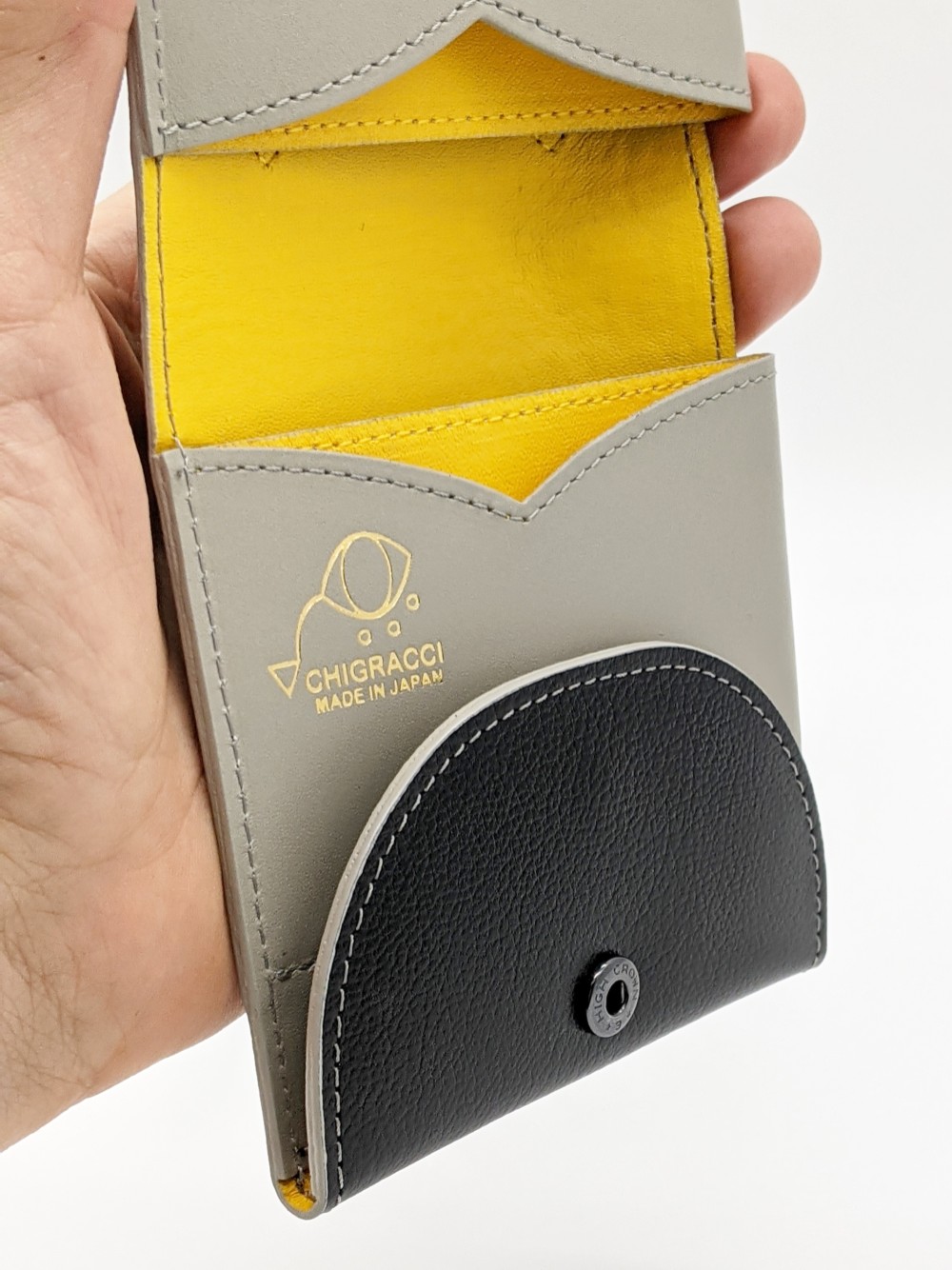 CHIGRACCI　Ture-tette 「猫財布」グレー×黒　本革　日本製