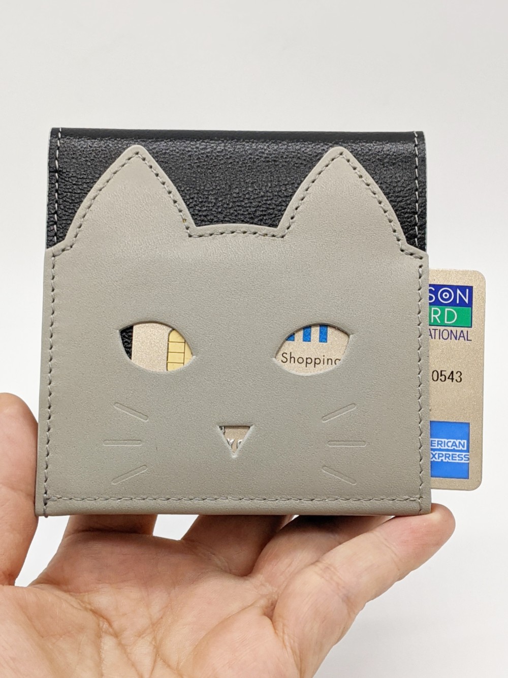 CHIGRACCI　Ture-tette 「猫財布」グレー×黒　本革　日本製