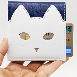 CHIGRACCI　Ture-tette 「猫財布」ホワイト×ネイビー　本革　日本製 10枚目の画像