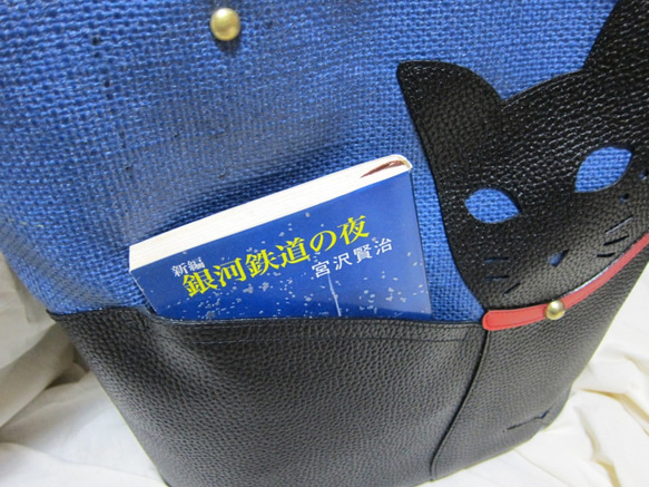 CHIGRACCI　Ture-tette 「猫トート」ブルー　黒猫 5枚目の画像