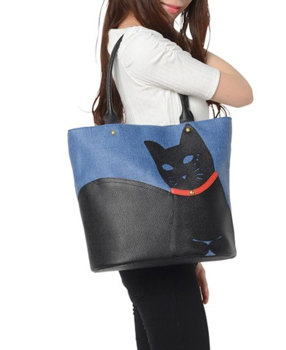 CHIGRACCI　Ture-tette 「猫トート」ブルー　黒猫 10枚目の画像
