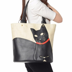 CHIGRACCI　Ture-tette 「猫トート」キナリ　黒猫 1枚目の画像