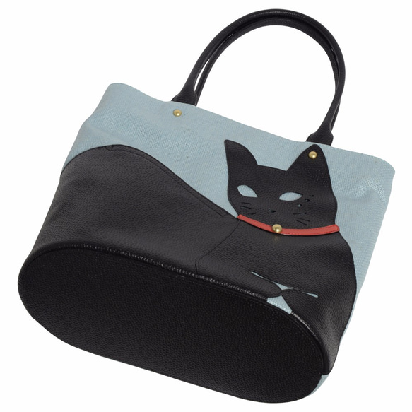 CHIGRACCI　Ture-tette 「猫トート」サックス　黒猫 5枚目の画像