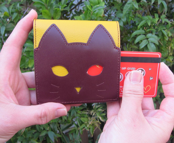 CHIGRACCI Ture-tette“貓錢包”黃色真皮，日本製造 第7張的照片