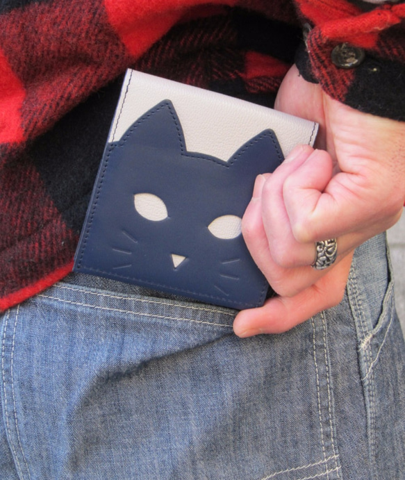 CHIGRACCI　Ture-tette 「猫財布」グレー　本革　日本製 1枚目の画像